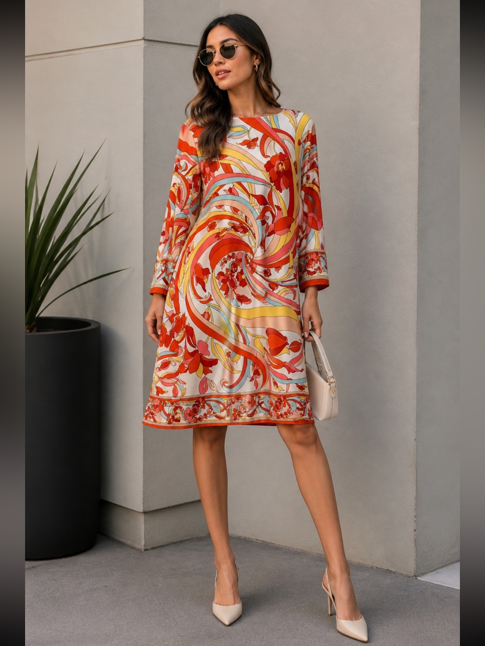 London Times Colorful Swirl Pattern Dress
